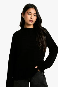 Jumpers|Up To 80% Off Winter Warmers*boohoo ribbed crew neck knitted jumper black