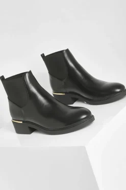 Ankle Boots|Flat Boots*boohoo Ribbed Elastic Chelsea Boots black
