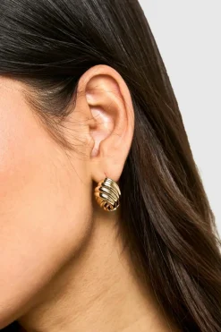 Earrings*boohoo Ribbed Twist Stud Earrings gold