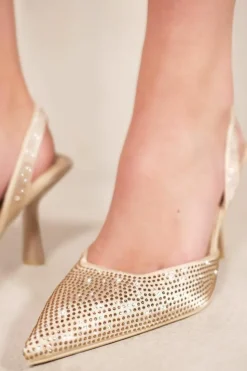 Sandals*Where's That From Riella' Pointed Toe Heel Sandals Beige