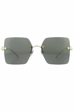 Sunglasses*Gucci Rimless Grey Sunglasses Silver