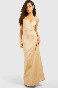 Cami Dresses*boohoo Ring Detail Linen Look Maxi Dress stone