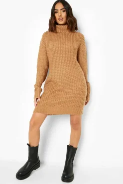 Jumper Dresses|Jumper Dresses*boohoo Roll Neck Fisherman Jumper Dress toffee