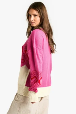 Jumpers*boohoo Roll Neck Heart And Farislie Jumper pink