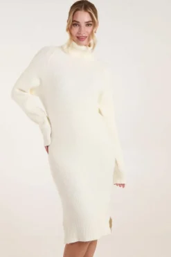 Jumper Dresses|Jumper Dresses*Blue Vanilla Roll Neck Jumper Dress Ivory