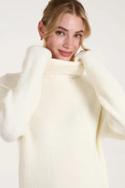 Jumper Dresses|Jumper Dresses*Blue Vanilla Roll Neck Jumper Dress Ivory