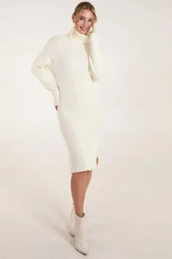 Jumper Dresses|Jumper Dresses*Blue Vanilla Roll Neck Jumper Dress Ivory