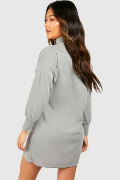 Jumper Dresses|Jumper Dresses*boohoo Roll Neck Knit Jumper Dress grey