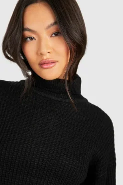 Jumper Dresses|Jumper Dresses*boohoo Roll Neck Oversized Jumper Dress black