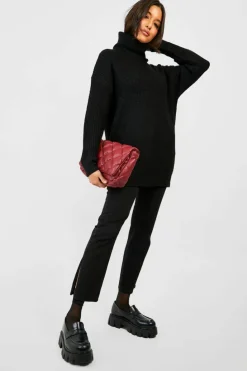 Oversized Jumpers|Jumpers*boohoo Roll Neck Oversized Knitted Jumper black