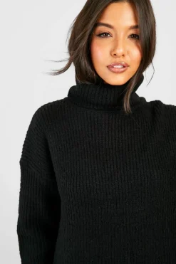 Oversized Jumpers|Jumpers*boohoo Roll Neck Oversized Knitted Jumper black