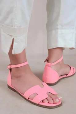 Sandals*Where's That From Rome' Cut Out Strap With Ankle Strap Pink