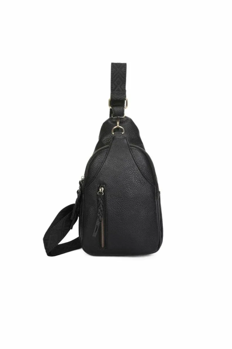 Cross-Body Bags|Handbags*Kitise Rommy Multipockets Sling Cross body Chest Bag With Canvas Strap Black