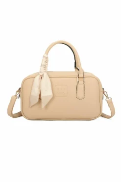 Shoulder Bags|Handbags*Kitise Rommy Top Handle Scarf Accent Hobo Shoulder Bag Beige