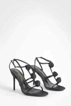 Heels*boohoo Rose Corsage Cage Detail Heels black