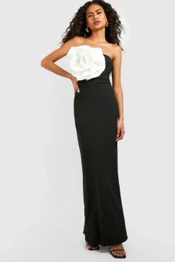 Maxi Dresses|Dresses*boohoo Rose Detail Bandeau Maxi Dress black