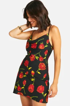 Cami Dresses*boohoo Rose Floral Mini Dress black