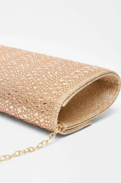 Handbags|Clutch Bags*Quiz Diamante Clutch Bag Rose Gold
