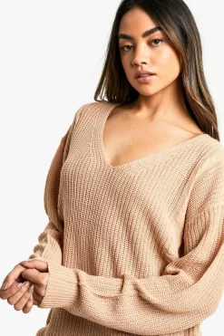 Oversized Jumpers|Jumpers*boohoo V Neck Oversized Jumper rose