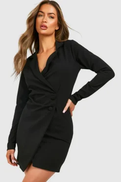 Blazer Dresses*boohoo Rouched Front Blazer Dress black