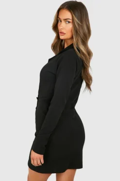 Blazer Dresses*boohoo Rouched Front Blazer Dress black