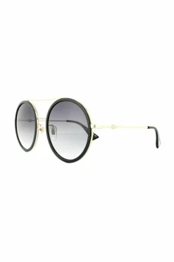 Sunglasses*Gucci Round Gold Grey Gradient Sunglasses Black