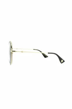 Sunglasses*Gucci Round Gold Grey Gradient Sunglasses Black