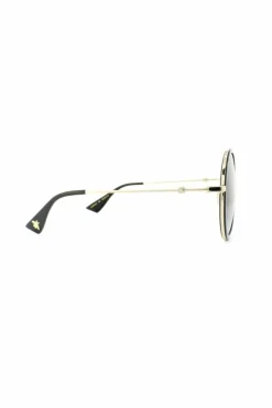 Sunglasses*Gucci Round Gold Grey Gradient Sunglasses Black