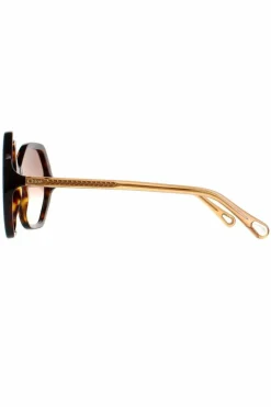 Sunglasses*Chloe Round Dark Havana and Crystal Gradient CH0008S Esther Brown