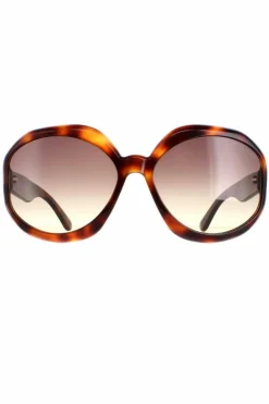 Sunglasses*Tom Ford Round Dark Havana Smoke Gradient Georgia 02 FT1011 Brown