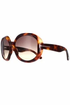 Sunglasses*Tom Ford Round Dark Havana Smoke Gradient Georgia 02 FT1011 Brown