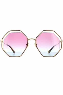 Sunglasses*Chloe Round Blue Pink Gradient CH0045S Gold