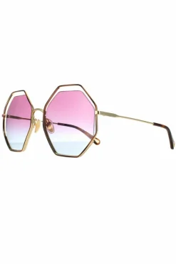 Sunglasses*Chloe Round Blue Pink Gradient CH0045S Gold