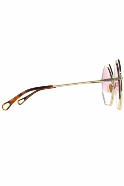 Sunglasses*Chloe Round Blue Pink Gradient CH0045S Gold