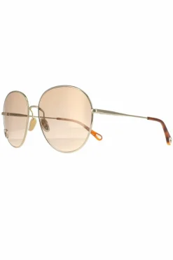 Sunglasses*Chloe Round Brown Light Mirror CH0027S Gold