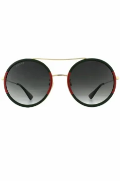 Sunglasses*Gucci Round Gold and Red Gradient Sunglasses Green