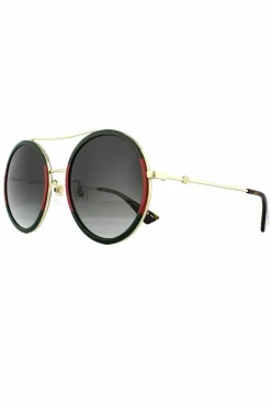 Sunglasses*Gucci Round Gold and Red Gradient Sunglasses Green