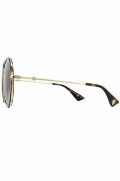 Sunglasses*Gucci Round Gold and Red Gradient Sunglasses Green