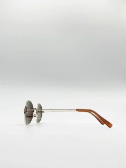 Sunglasses*SVNX Round Metal Frame Sunglasses Gold