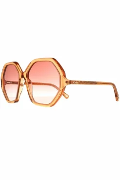 Sunglasses*Chloe Round Crystal Pink Gradient CH0008S Esther Orange