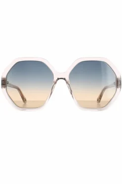 Sunglasses*Chloe Round Crystal Blue to Peach Gradient CH0008S Esther Pink