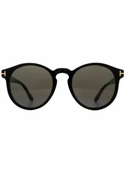 Sunglasses*Tom Ford Round Shiny Grey Smoke Sunglasses Black