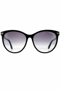 Sunglasses*Tom Ford Round Shiny Smoke Grey Gradient Sunglasses Black