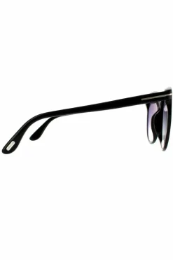 Sunglasses*Tom Ford Round Shiny Smoke Grey Gradient Sunglasses Black