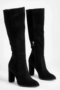 Over The Knee Boots|Knee High Boots*boohoo Round Toe Knee High Boots black
