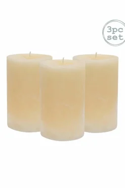 Candles & Diffusers|Candles*Nicola Spring Round Vanilla Pillar Candles - 110 Hours - - Pack of 3 Cream