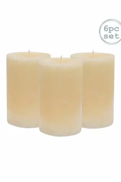 Candles & Diffusers|Candles*Nicola Spring Round Vanilla Pillar Candles - 110 Hours - - Pack of 6 Cream