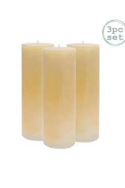 Candles & Diffusers|Candles*Nicola Spring Round Vanilla Pillar Candles - 215 Hours - - Pack of 3 Cream
