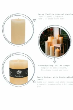Candles & Diffusers|Candles*Nicola Spring Round Vanilla Pillar Candles - 215 Hours - - Pack of 6 Cream