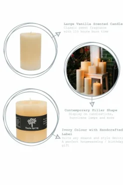 Candles & Diffusers|Candles*Nicola Spring Round Vanilla Pillar Candle - 110 Hours - Cream